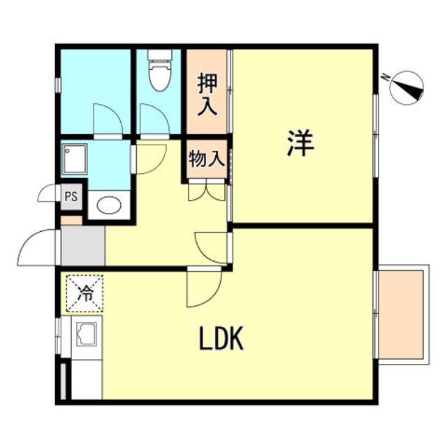 ハイツサニーヒル(1LDK/1階)の間取り写真