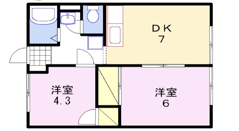 サンシティ桂(2DK/1階)の間取り写真