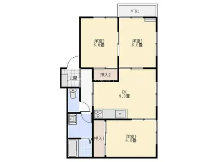 BLUE NOTE(3DK/2階)の間取り写真