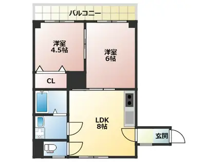 ピュアマンション(2DK/2階)の間取り写真