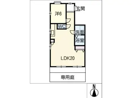 パラシオン萠(1LDK/1階)の間取り写真