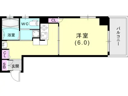 エステムコート神戸ハーバーランド前II(1K/2階)の間取り写真