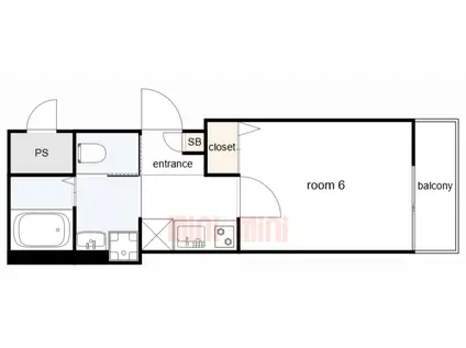 ALEGRIA芦屋西(1K/2階)の間取り写真