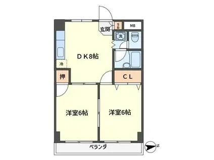 スプリングパーク綾瀬(2DK/3階)の間取り写真