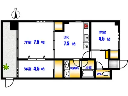 ダイアパレス舟入(3DK/1階)の間取り写真