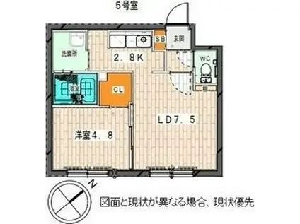 PURECLAIR(1LDK/2階)の間取り写真