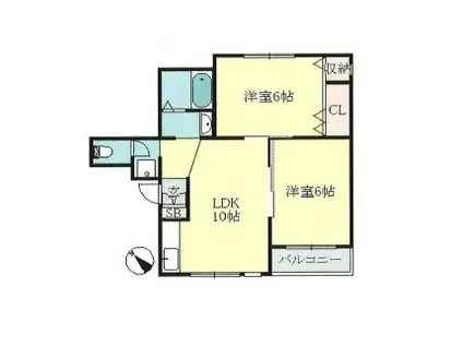 メゾンドエム(2LDK/3階)の間取り写真