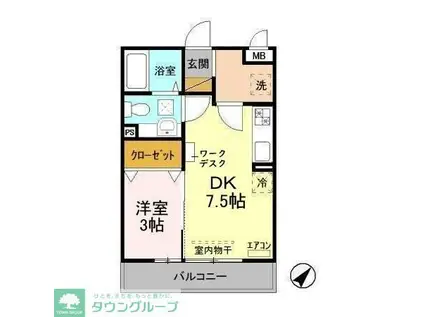 クレストフォート(1DK/3階)の間取り写真