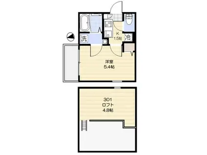 フィオーレ花小金井(1K/3階)の間取り写真