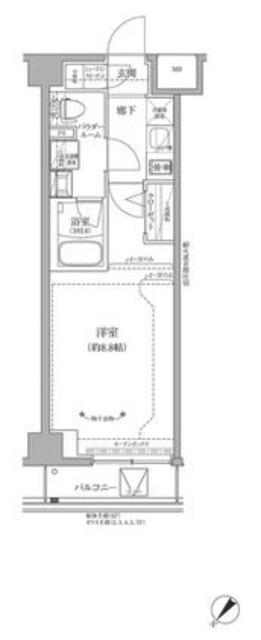 RELUXIA GRANDE 川崎大師公園(1K/3階)の間取り写真