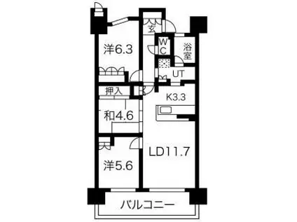 アップルガーデン茨木(3LDK/13階)の間取り写真