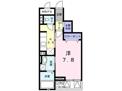 グゥテェ ライゼ B(1K/3階)の間取り写真