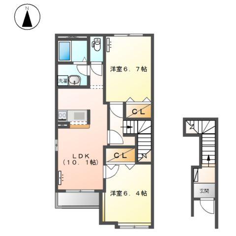 プランドールA(2LDK/2階)の間取り写真