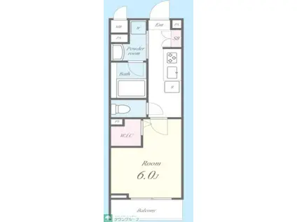 ハマコートVII(1K/1階)の間取り写真