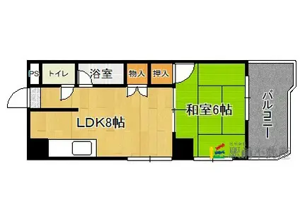 ビジネス・ワン西新(1LDK/2階)の間取り写真