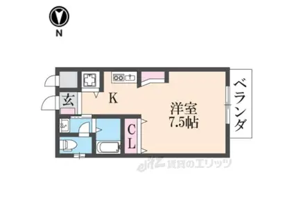 ラヴィスタ友呂岐(1K/2階)の間取り写真