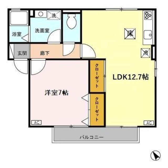 メゾン・リヴェールB(1LDK/1階)の間取り写真
