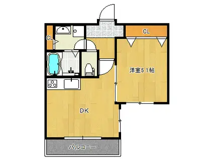 ル・ソラリオン高槻(1LDK/5階)の間取り写真