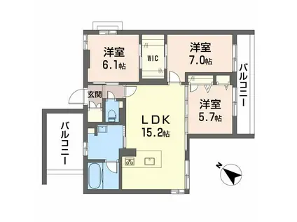 ベレオ道後(3LDK/2階)の間取り写真