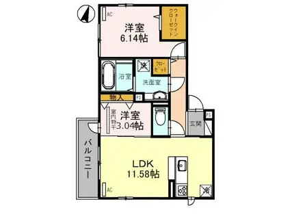 クリスタルハイツあびこ Β(2LDK/3階)の間取り写真