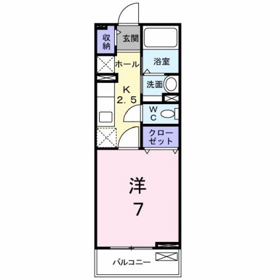 グリーンスプリングスB(1K/2階)の間取り写真