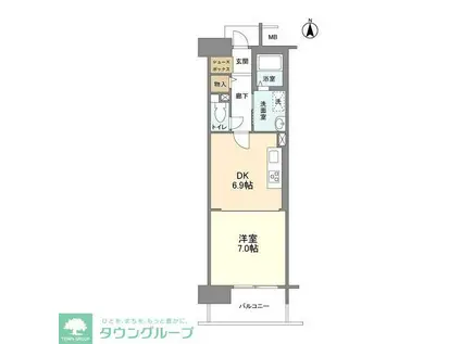 アーバンドエル八事石坂(1DK/11階)の間取り写真