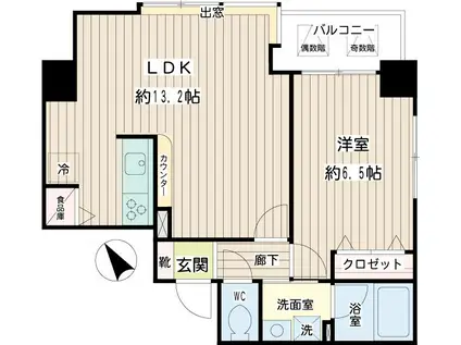 アーバンスクエア鶴見中央(1LDK/7階)の間取り写真