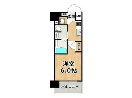 エスリード新北野(1K/4階)の間取り写真