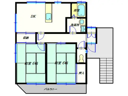 勝田富士見第2コーポ(2DK/1階)の間取り写真