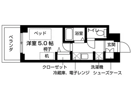 CLASSY BASE 武庫川(ワンルーム/2階)の間取り写真