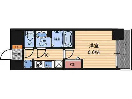 プレサンス立売堀ベルヴィル(1K/13階)の間取り写真