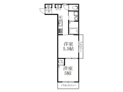 グレイス新宿御苑(2K/2階)の間取り写真