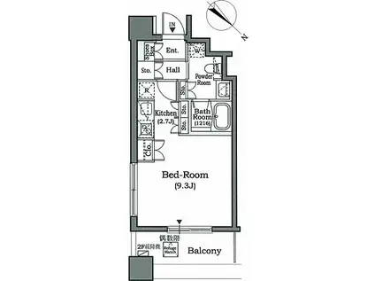 ホライズンプレイス赤坂(1K/10階)の間取り写真