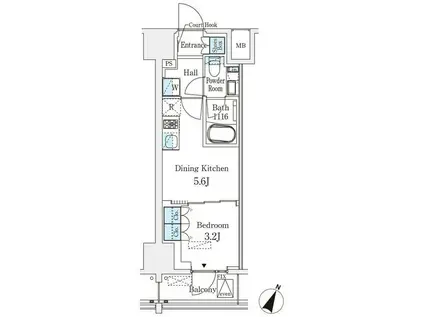 ベルファース神田神保町(1DK/2階)の間取り写真