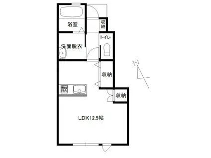 アリエッタII(ワンルーム/1階)の間取り写真