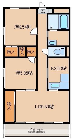 オーブドゥ長山(2LDK/2階)の間取り写真