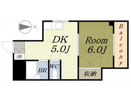 RIGEL弁天(1DK/6階)の間取り写真