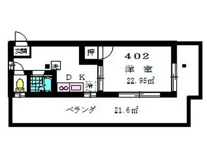 メゾンツカサ(ワンルーム/4階)の間取り写真