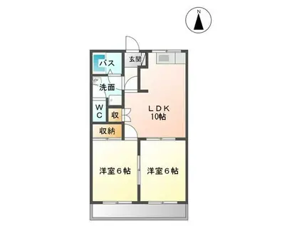 エバーウィン(2LDK/1階)の間取り写真