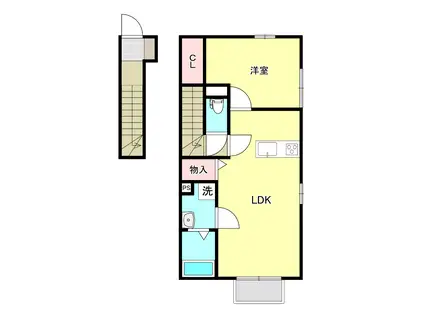 フラット(1LDK/2階)の間取り写真