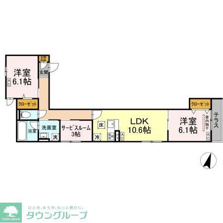 セレスティア扇VII(2SLDK/1階)の間取り写真