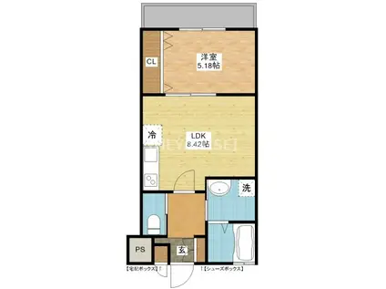 ボナール協和(1LDK/3階)の間取り写真