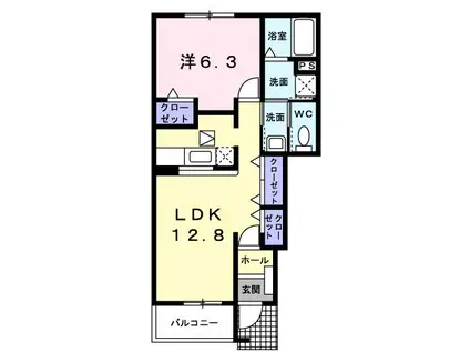 ヴィラスクエアA・B・C(1LDK/1階)の間取り写真
