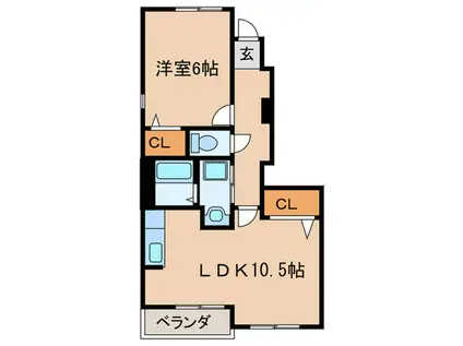 ソレイユ小幡(1LDK/1階)の間取り写真