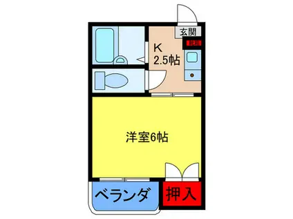 シミズ21(1K/4階)の間取り写真