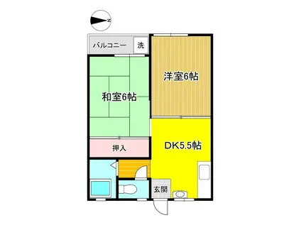 コーポ真洋(2DK/2階)の間取り写真