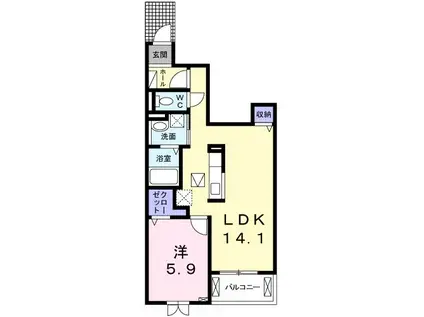 サウスブルック(1LDK/1階)の間取り写真
