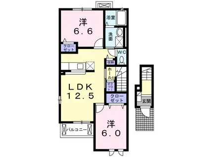 ノヴェルI(2LDK/2階)の間取り写真