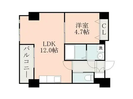 エクセレント新町(1LDK/3階)の間取り写真