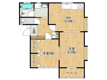 エクセル331(2DK/1階)の間取り写真